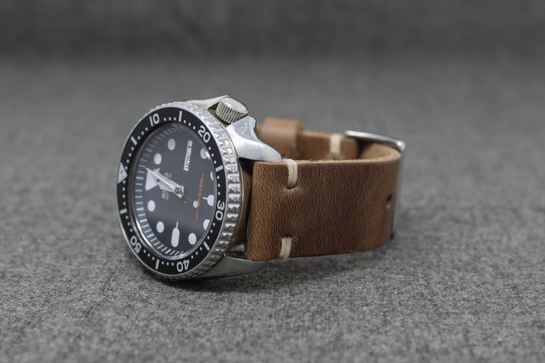 Leather Watch Band The Hudson Strap Horween Natural Brown Chromexcel Watch Strap Handmade image 1