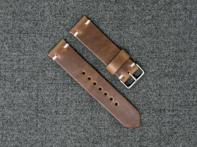 Leather Watch Band The Hudson Strap Horween Natural Brown Chromexcel Watch Strap Handmade image 2