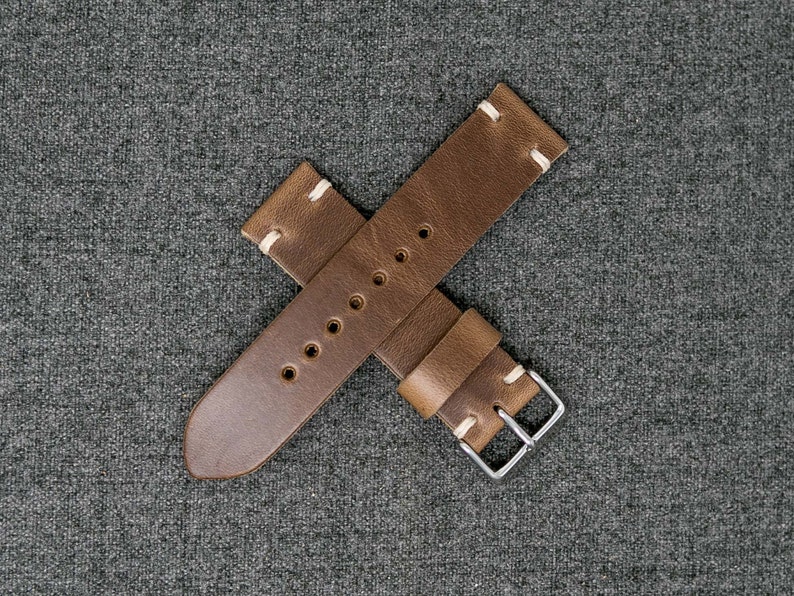 Leather Watch Band The Hudson Strap Horween Natural Brown Chromexcel Watch Strap Handmade image 5