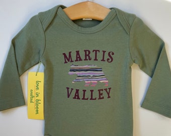 Baby bear Cub bodysuit, Martis Valley Tahoe baby, Organic cotton, Long sleeves, Unisex baby, Boy baby, Girl baby, Sustainable garment, baby