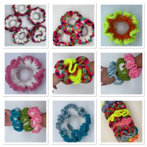 Handmade random colour crochet scrunchie