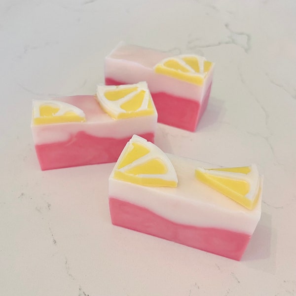 Pink Lemonade Mini Soap Bar • Handmade Artisan Soap • Lemon Scented Soap • Kitchen Soap • Guest Size Small Soaps