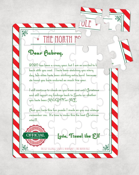 Personalized Christmas Elf is Back Surprise Puzzle Christmas