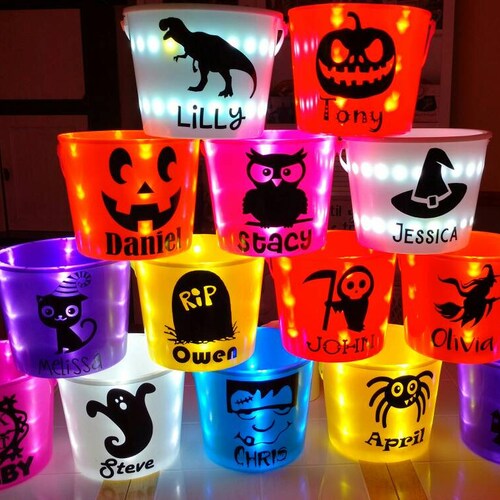 Halloween Light up Bucket Personalized LED Lights Trick of Etsy