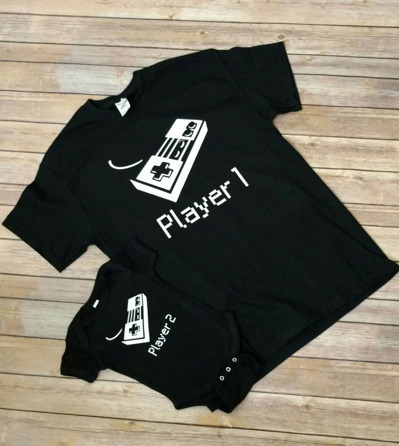 player 1 player 2 shirt and onesie