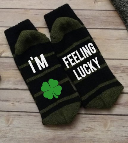 St. Patrick's Day Socks Feeling Lucky Clover Socks Wine | Etsy