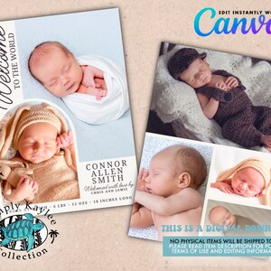 Welcome To The World Birth Announcement Photo Template, Modern Minimalist Birth Announcement Card
