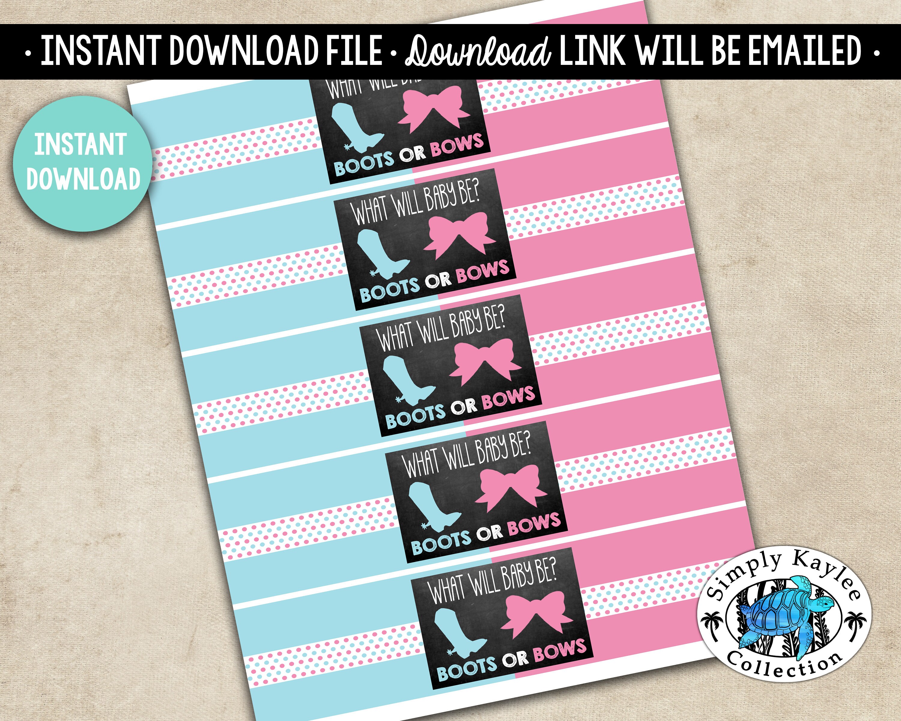 9-teiliges Waben-Dekoset Zur Gender Reveal – Cowboy-Stiefel & Schleifen, Aus Papier, Für Tischdekoration & Party