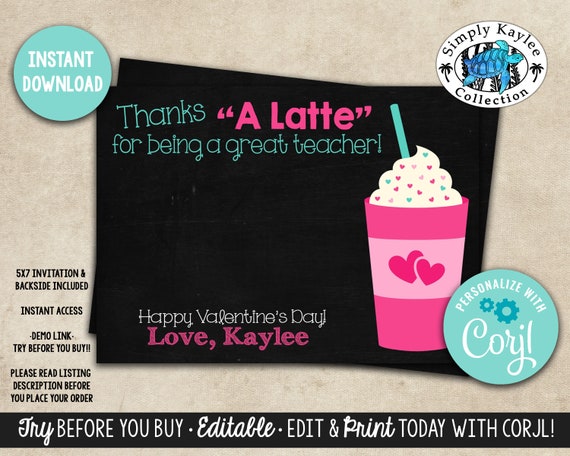 Thanks a Latte Teachers Gift Card Holder Teachers Etsy