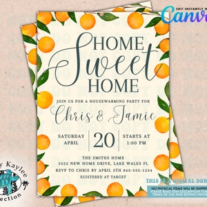 Citrus Housewarming Party Invitation: Home Sweet Home Template (Digital Download)