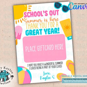 Teacher Appreciation Gift Card Holder, School's Out Gift Card Holder, End of Year Beach Gift Card Holder