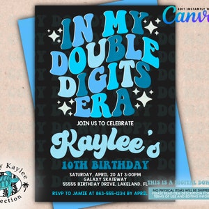 Double Digits Birthday Invitation - In My Double Digits Era Birthday Invitation - Eras Tour Birthday Invitation