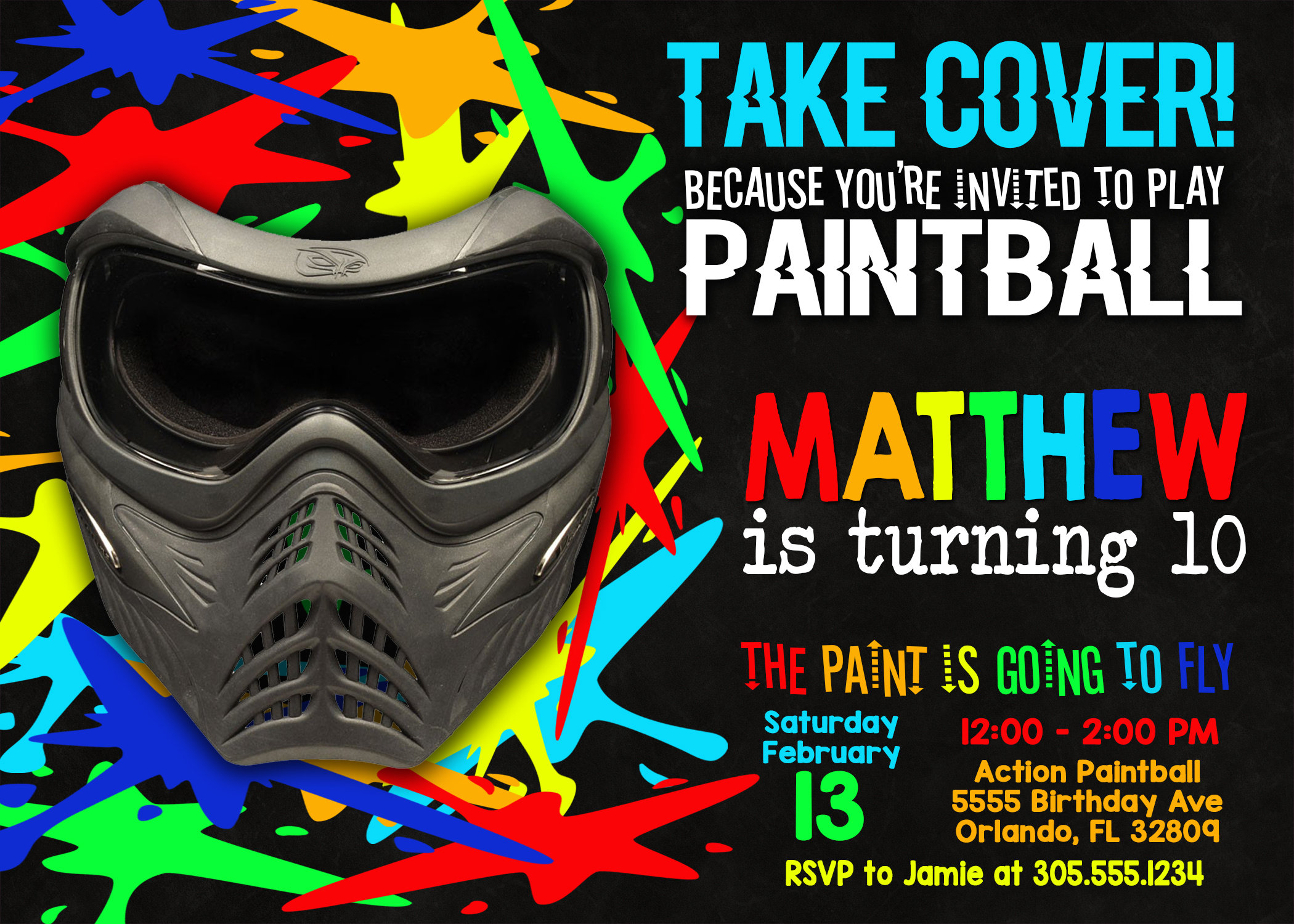 Paintball Birthday Invitation Royalty Free Vector Ima vrogue.co