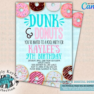 Dunk & Donuts Birthday Invitation: Pool Party Invite (Digital Download)