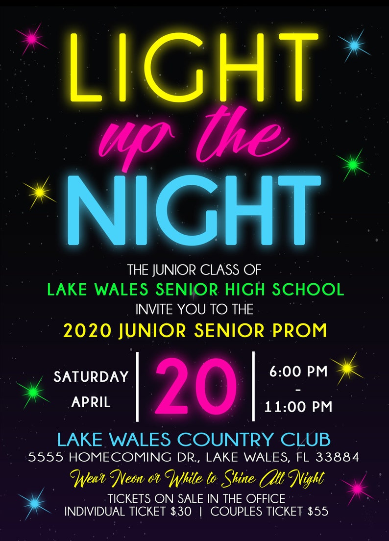 Light Up The Night Prom Invitation Glow in the Dark Prom Etsy