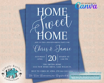 Home Sweet Home Housewarming Party Invitation Template (Digital Download)