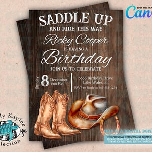 Convite de Aniversário Cowgirl: Tema Rodeio Western (Download Digital)