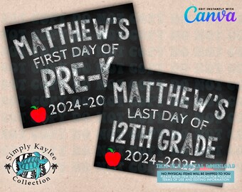 First & Last Day of School Sign Template (Digital Download)
