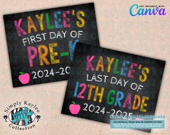 First & Last Day of School Sign Template (Digital Download)