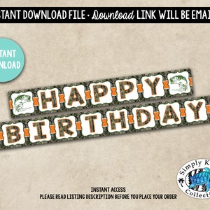 Fishing Birthday Banner - Fishing Happy Birthday Banner - Fishing Birthday Party Decoration  - Camo Fishing Birthday Banner