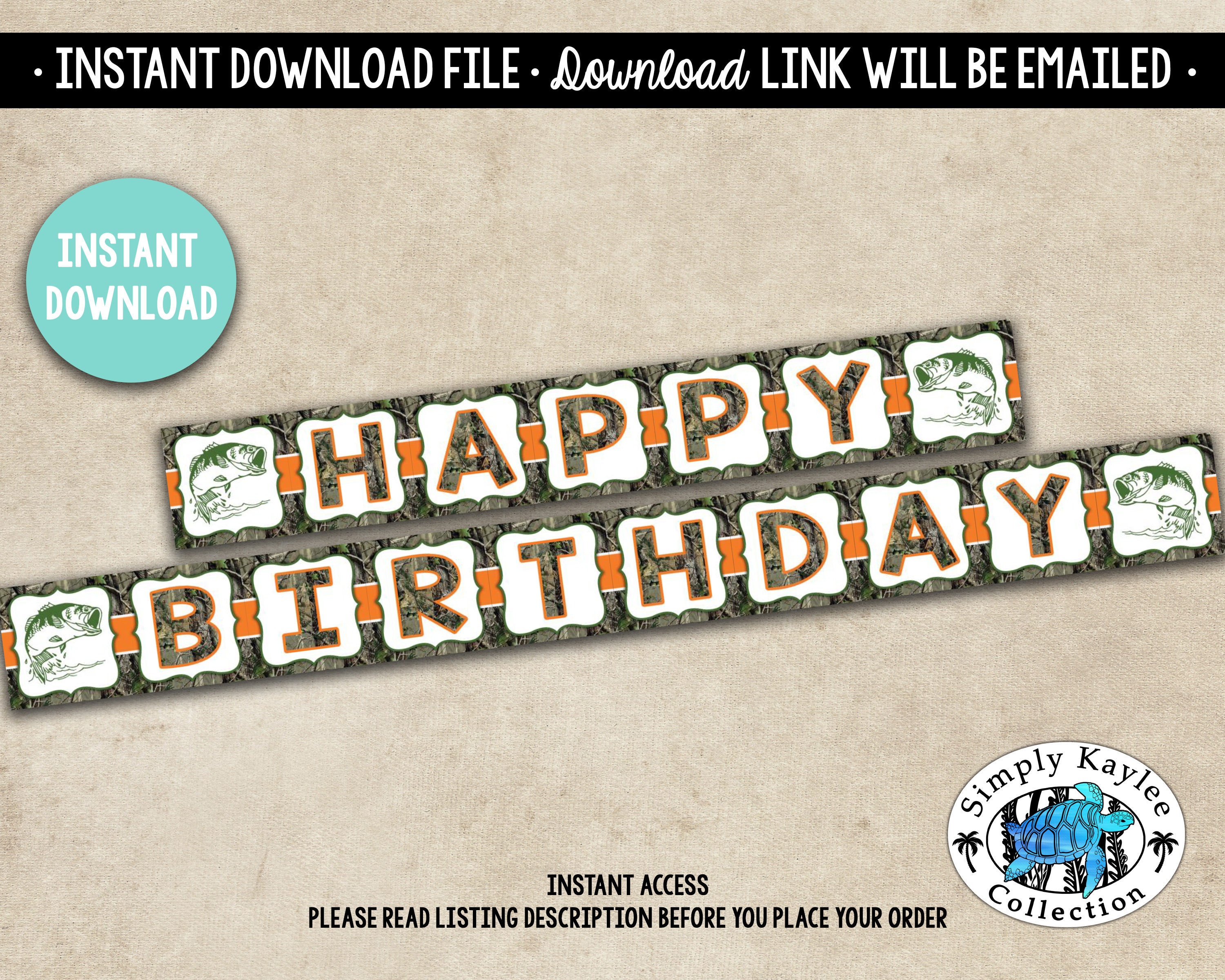 Fishing Birthday Banner - Fishing Happy Birthday Banner