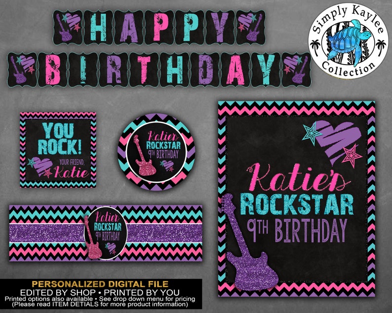 Rock Star Birthday Party Decorations Rock And Roll Birthday Etsy