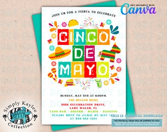 Cinco De Mayo Party Invitation: Editable Fiesta Template (Digital Download)