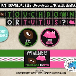 Touchdowns and Tutus Gender Reveal Party Decorations - Gender Reveal ...