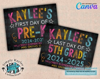 First & Last Day of School Sign Template (Digital Download)