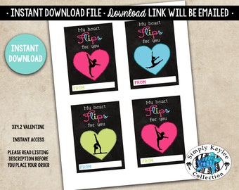 Tarjetas de San Valentín de gimnasia: Tarjetas imprimibles para el aula (descarga digital)
