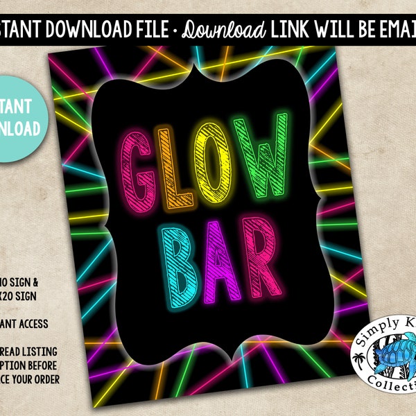 Glow Birthday Party Sign, Glow Bar Birthday Party Sign, Neon Birthday Party Sign