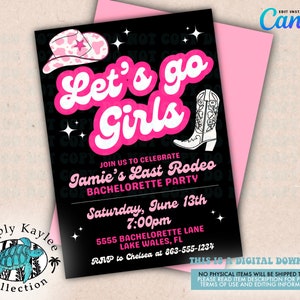 Cowgirl Bachelorette Invitation: Last Rodeo Party (Digital Download)