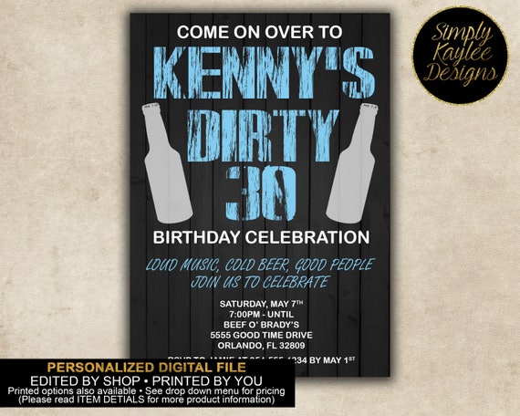 Dirty 30 Birthday Invitation Etsy