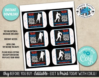 Hockey Valentine's Day Card - School Valentine's Day Cards - Classroom Valentine's Day Cards