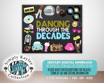 Decades Dance Welcome Sign, Decades Dance Party Decor, Dancing Through The Decades Party Decor, Eras Party Welcome Sign