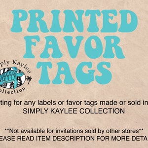 Printed Favor Tags & Sticker Labels on White Card Stock