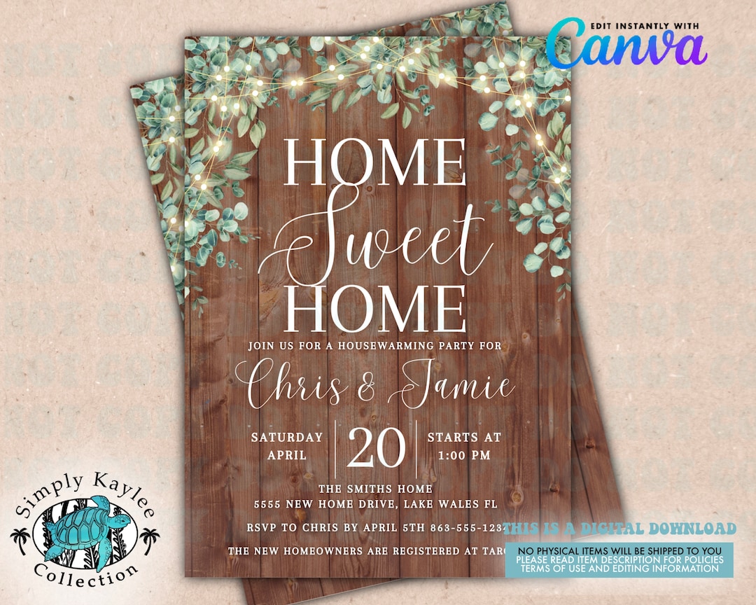 Rustic Housewarming Party Invitation Template (digital Download) - Etsy