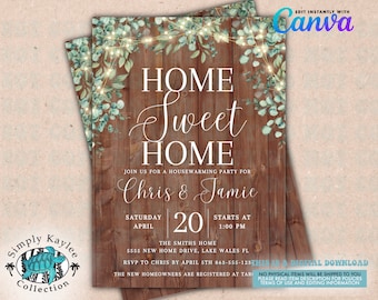 Rustic Housewarming Party Invitation Template (Digital Download)