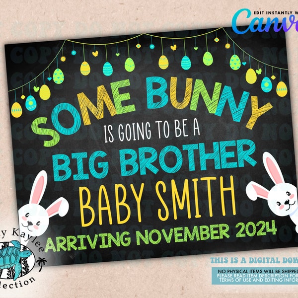 Easter Big Brother Pregnancy Announcement, Easter Bunny Pregnancy Announcement, Spring Pregnancy Announcement