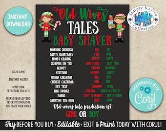 Elf Old Wives Tales - Christmas Elf Old Wives Tales - Elf Gender Reveal Game - Christmas Gender Reveal Game
