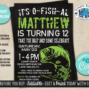 Camping Invitation - Fishing Party Invite - Fishing Invitation - Boys Fishing Party - Fisherman Party - Camping Party Invite