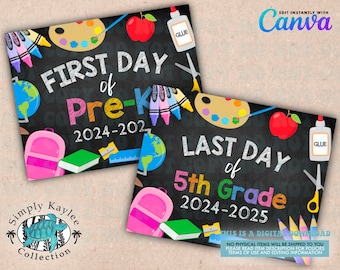 First and Last Day of School Sign Template (Digital Download)
