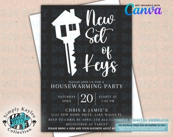 Housewarming Party Invitation Template: New Home Keys (Digital Download)