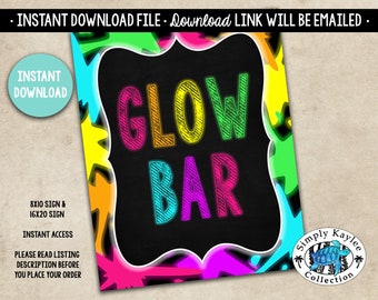 Glow Bar Party Sign: Neon Birthday Decor (Digital Download)