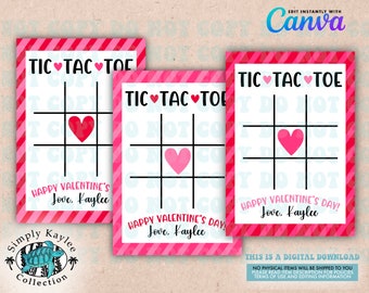 Tic Tac Toe Valentines Day Card - DIY Classroom Valentines - School Valentines - Classroom Valentines