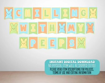 Peeps Birthday Banner: Spring Easter Party Decor (Digital Download)