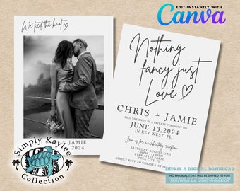 We Eloped Wedding Reception Invite: Modern Canva Template (Digital Download)
