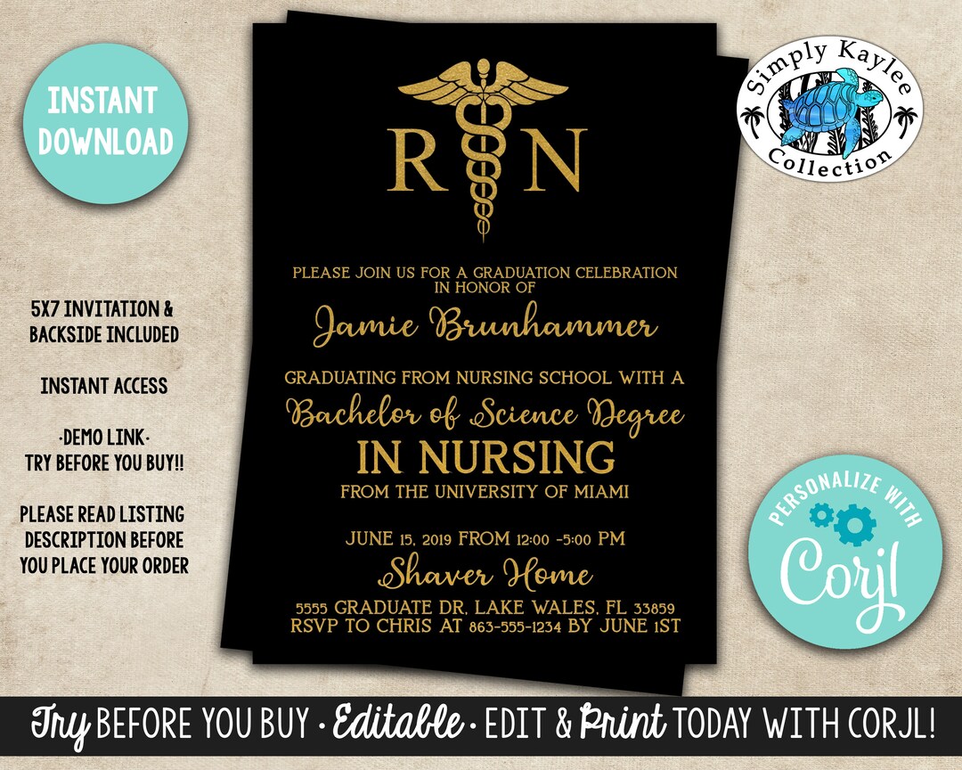 Nurse Pinning Ceremony Invitation Nursing School Graduation Invite RN Nurse Pinning Ceremony Invitation Nursing School Graduation Invite RN