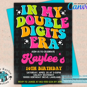 Double Digits Birthday Invitation - In My Double Digits Era Birthday Invitation - Eras Tour Birthday Invitation - Twins Birthday Invitation