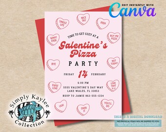 Galentine's Day Party Invitation, Fun and Flirty Pink & Red Design, Valentine's Day Invite